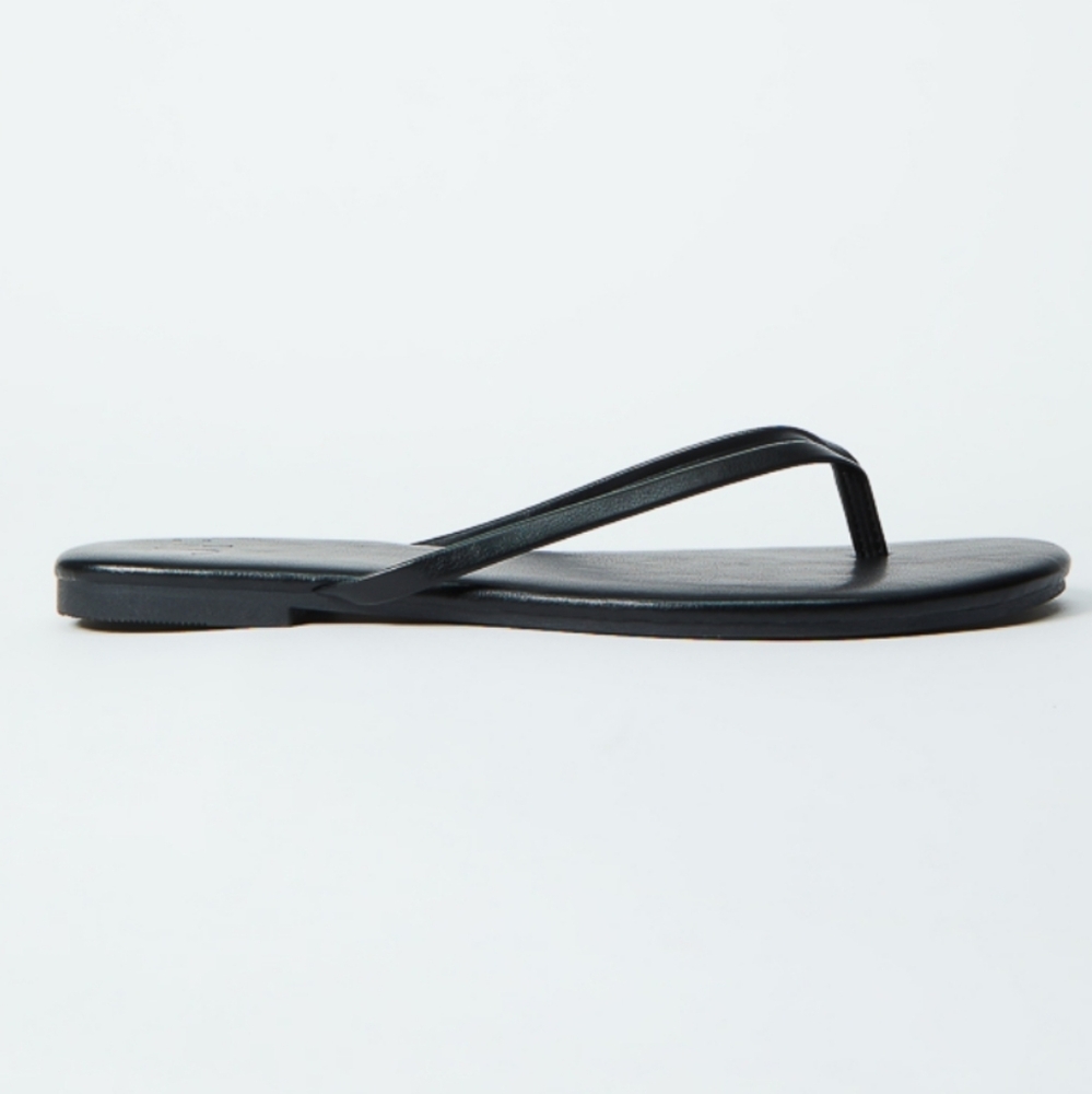 Justfab Layla Black Flat Thong Faux Leather Sandal Size 9 - Picture 7 of 8